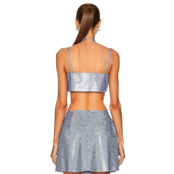 Nue Studio Charlotte Top iin Sky Blue Medium New Womens Cropped Crystal Tank - Picture 2 of 16